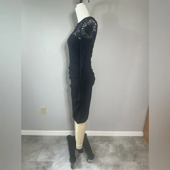 Nicole Miller Dress Size L Women's Black Casual Lace Stretch Party Weddi…